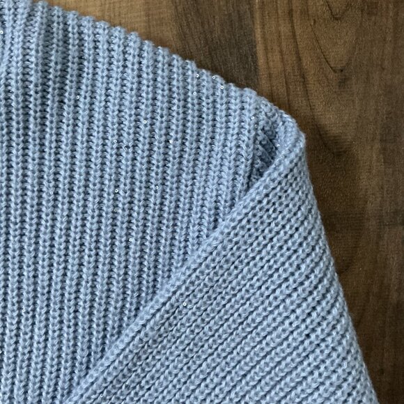 Dreamers by Debut Blue Sequin Knit Sweater Medium - Picture 3 of 5